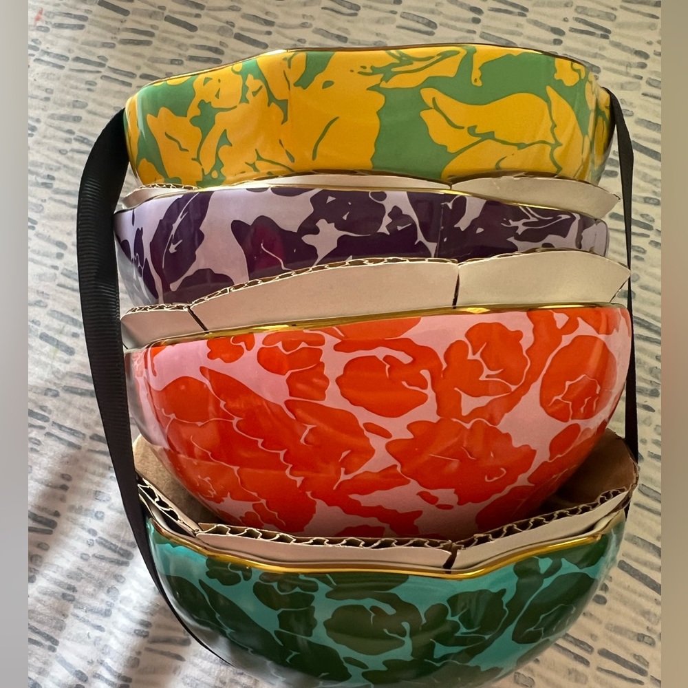 New Diane von Furstenberg x Target Stoneware Floral Bowls 4 Piece